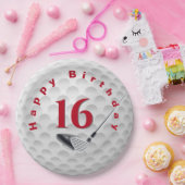 Assiettes En Carton 16e anniversaire Golf Ball Design Plaque en papier (Fête)