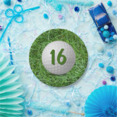 Assiettes En Carton 16e anniversaire Golf Ball on Grass Papier Plaque (Fête)