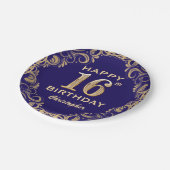 Assiettes En Carton 16e anniversaire Parties scintillant marine bleu e (Angle)
