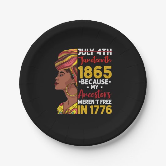Assiettes En Carton 1776 : Mon ancêtre n'était pas libre 1776 (Devant)