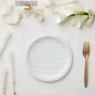 Assiettes en carton 17,8 cm - Rayures bleues