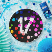 Assiettes En Carton 17e anniversaire Points arc-en-ciel sur les plaque (Fête)