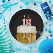 Assiettes En Carton 18e anniversaire Bière sur plaque de papier noir (Fête)