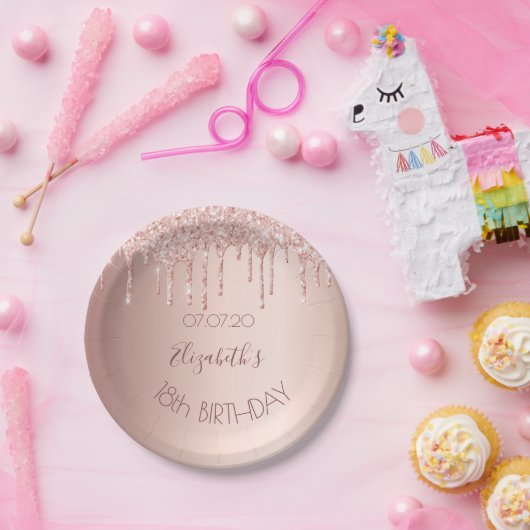 Assiettes En Carton 18e anniversaire blush rose or parties scintillant (Fête)