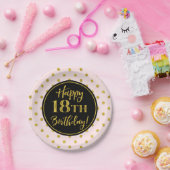 Assiettes En Carton 18e anniversaire de fête rose noir points d'or pap (Fête)