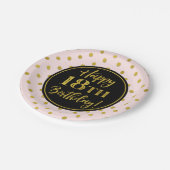 Assiettes En Carton 18e anniversaire de fête rose noir points d'or pap (Angle)