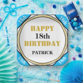 Assiettes En Carton 18e anniversaire Elegant Blue Gold (Fête)