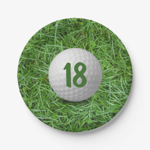 Assiettes En Carton 18e anniversaire Golf Ball on Grass Papier Plaque