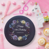 Assiettes En Carton 18e anniversaire Personnalisé Moody Purple Flower (Fête)