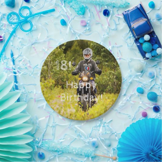 Assiettes En Carton 18e anniversaire photo garçon (Fête)