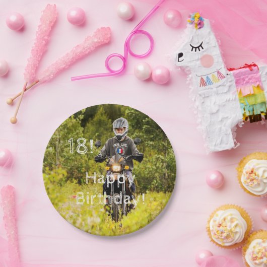 Assiettes En Carton 18e anniversaire photo garçon (Fête)