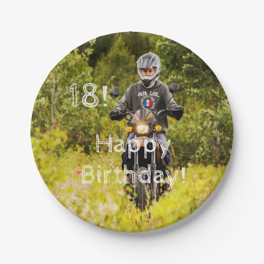 Assiettes En Carton 18e anniversaire photo garçon (Devant)