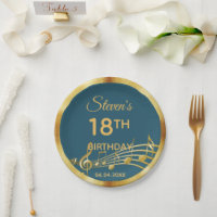 18e anniversaire turquoise notes de musique verte