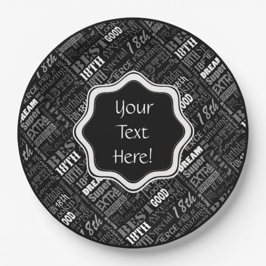 Assiettes En Carton 18ème monogramme personnalisé de fête (Devant)