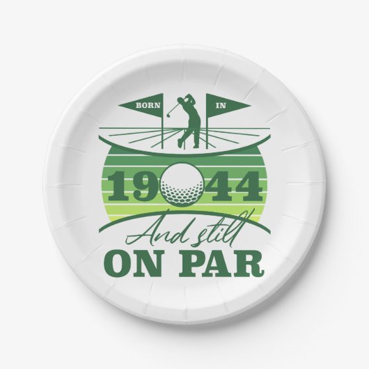 Assiettes En Carton 1944 80e anniversaire Humour de golf (Devant)