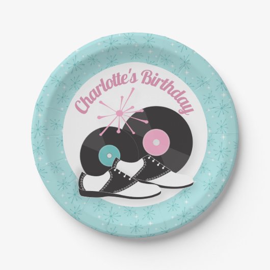 Assiettes En Carton 1950 Diner Saddle Chaussures Plaques papier d'anni (Devant)