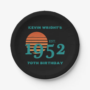 Assiettes En Carton 1952 70e anniversaire coucher de soleil Vintage