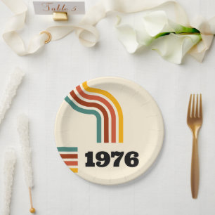 Assiettes En Carton 1976 Anniversaire du Poster vintage rétro ou réuni