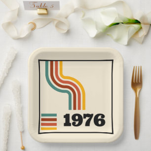 Assiettes En Carton 1976 Anniversaire du Poster vintage rétro ou réuni