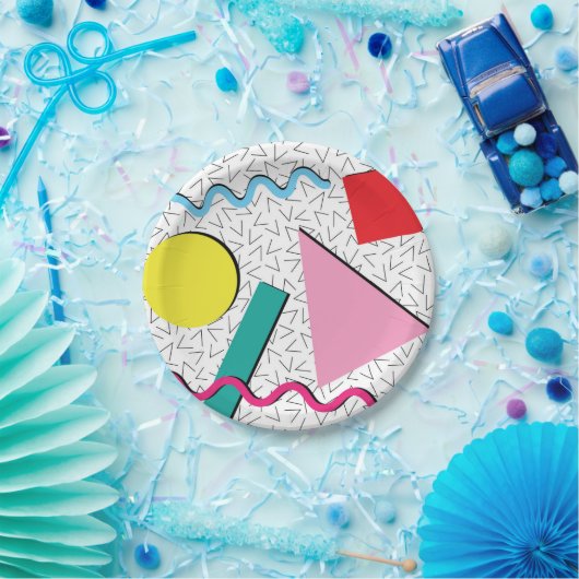 Assiettes En Carton 1990 Moderne rétro Memphis Motif (Fête)