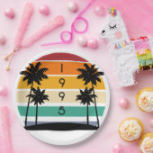 Assiettes En Carton 1995 Retro Stripe Sunset Vintage (Fête)