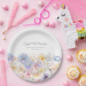 Assiettes En Carton 19e anniversaire Aquarelle d'été Floral Custom (Fête)