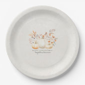 Assiettes En Carton 19e anniversaire Blanc Citrouille automne Leaves p (Devant)