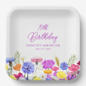 Assiettes En Carton 19e anniversaire fête violet Fleur sauvage personn (Recto)