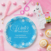 Assiettes En Carton 19e anniversaire hiver Wonderland Snowflake bleu (Fête)