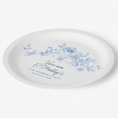 Assiettes En Carton 19e anniversaire Rose bleu Floral Custom (Angle)