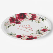 Assiettes En Carton 19e fête d'anniversaire Rouge rose Floral papier p (Angle)