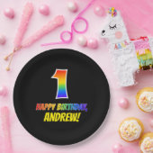 Assiettes En Carton 1er anniversaire : Bold, amusant, simple, arc-en-c (Fête)