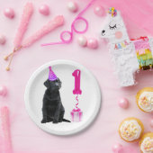 Assiettes En Carton 1er Anniversaire Chiot Thème - Mignonne Chien Rose (Fête)