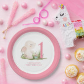 Assiettes En Carton 1er anniversaire de la fille Lapin Rose (Fête)