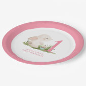 Assiettes En Carton 1er anniversaire de la fille Lapin Rose (Angle)