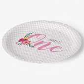 Assiettes En Carton 1er anniversaire du bébé rose pâle (Angle)