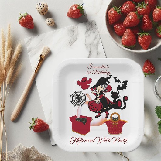 Assiettes En Carton 1er anniversaire Éffrayant sorcière fête Halloween