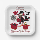Assiettes En Carton 1er anniversaire Éffrayant sorcière fête Halloween (Recto)