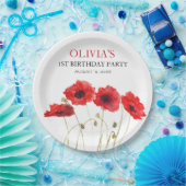 Assiettes En Carton 1er Anniversaire Fête Poppies Bébé Fille (Fête)