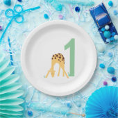 Assiettes En Carton 1er anniversaire Giraffe Jaune Moderne (Fête)