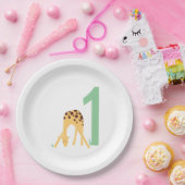 Assiettes En Carton 1er anniversaire Giraffe Jaune Moderne (Fête)