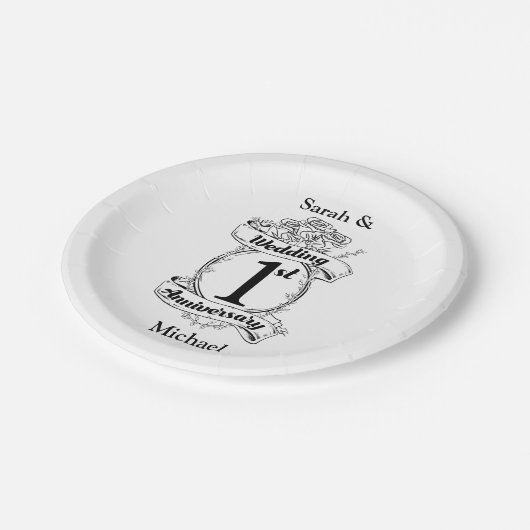 Assiettes En Carton 1er anniversaire Mariage (Angle)