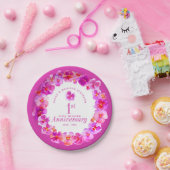 Assiettes En Carton 1er anniversaire mariage fête rose (Fête)