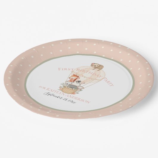 Assiettes En Carton 1er Anniversaire Mignonne Animaux Balloon Giraffe (Angle)