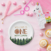 Assiettes En Carton 1er Anniversaire Nom Rustic One Happy Camper (Fête)