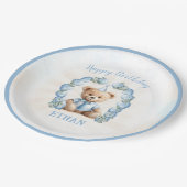 Assiettes En Carton 1er Anniversaire Ours Bleu Balloon Plaques Papier (Angle)