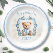Assiettes En Carton 1er Anniversaire Ours Bleu Balloon Plaques Papier