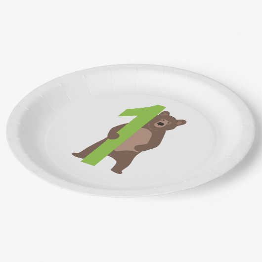 Assiettes En Carton 1er anniversaire Ours Brown moderne (Angle)