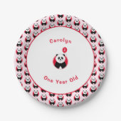 Assiettes En Carton 1er anniversaire panda rouge motif (Devant)