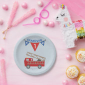 Assiettes En Carton 1er anniversaire petit-fils, camion à feu (Fête)